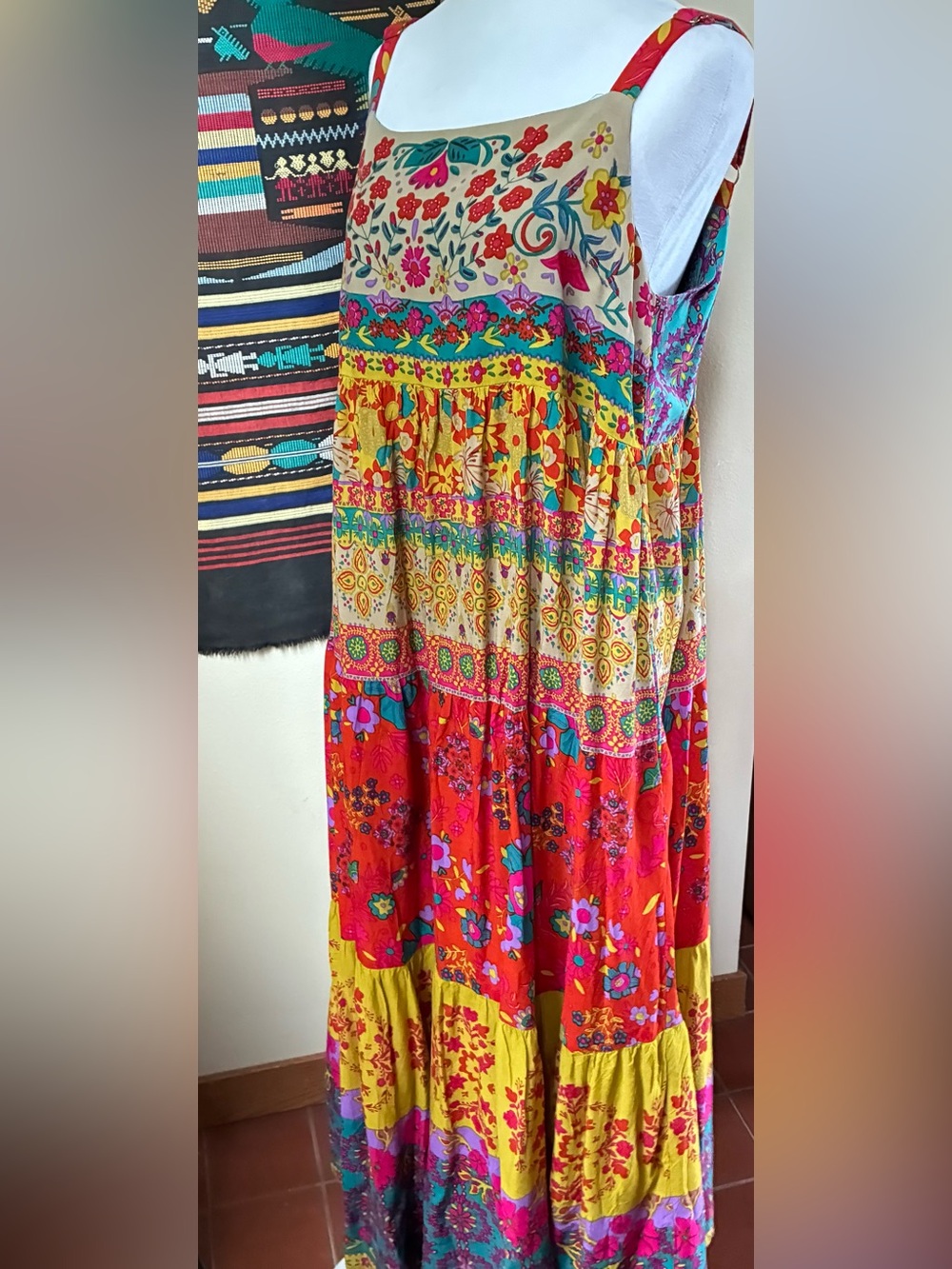 NWT Natural Life Patricia Boho Patchwork Floral Maxi Dress Size XL Hippy - Picture 5 of 9